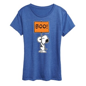 Women's - Peanuts - Snoopy Boo Sign Short Sleeve Graphic T-Shirt - 1 of 4
