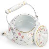 Itopfox Vintage Floral Enamel Tea Kettle with Porcelain Handle for Stovetop, Home Kitchen, Camping, Perfect Gift for Housewarming, Wedding - 2 of 4