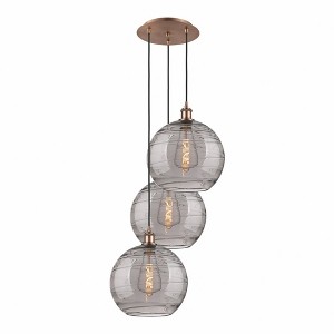 Athens Deco Swirl - 3 Light Cord Hung Multi Pendant In Industrial Style-40.88 Inches Tall and 18.5 Inches Wide - 1 of 1