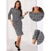 INSPIRE CHIC Women's Elegant Boat Neck 3/4 Sleeve Side Slit Work Button Decor Midi Dress - 2 of 4