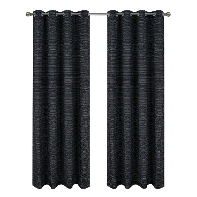 RT Designer Collection Kensington Jacquard Foam Backed Luxurious Decorative Grommet Curtain Panel Black