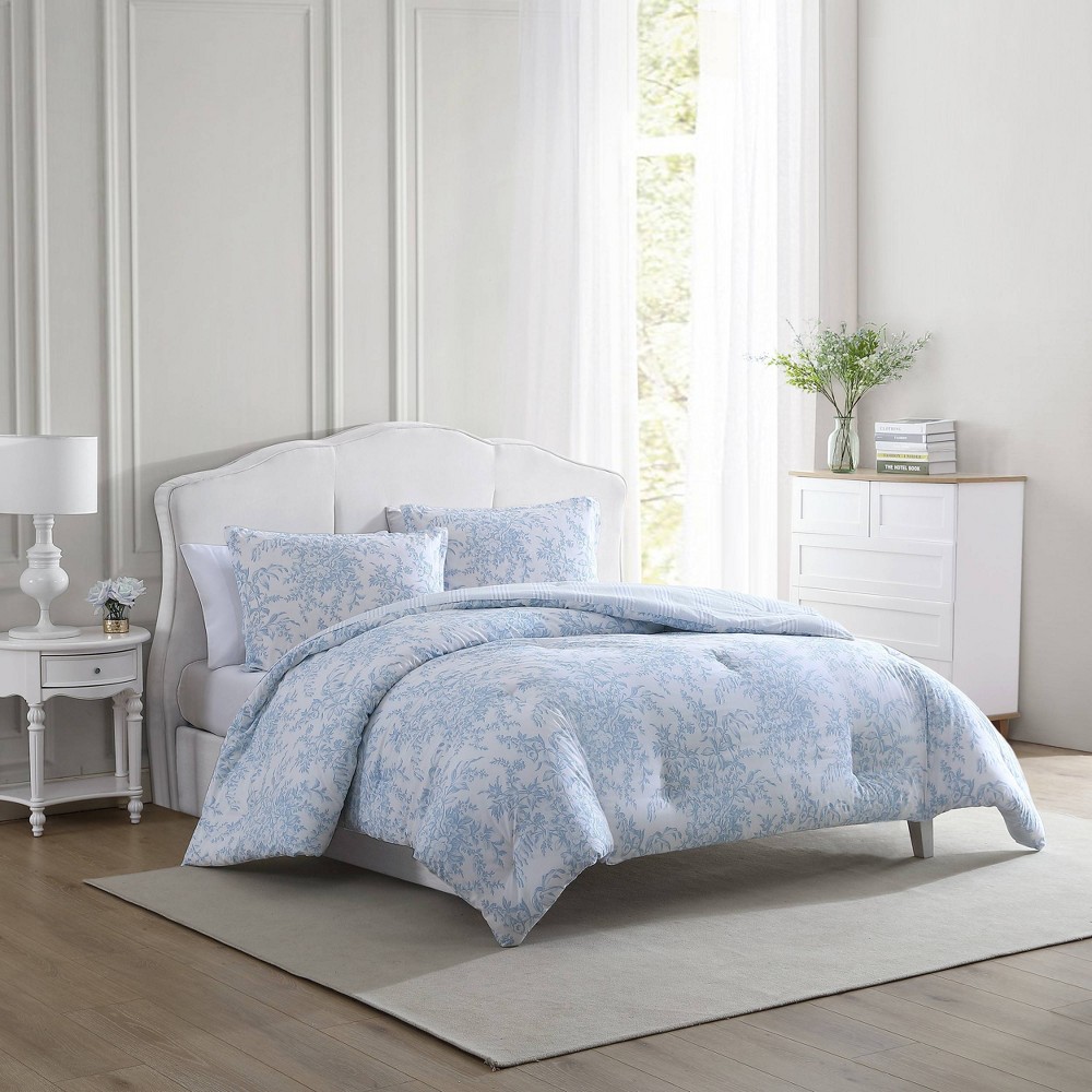 Photos - Bed Linen Laura Ashley 3pc King Bedford Comforter Bedding Set Blue