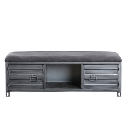 Zeddie Storage Benches Hand Brushed Silver - miBasics