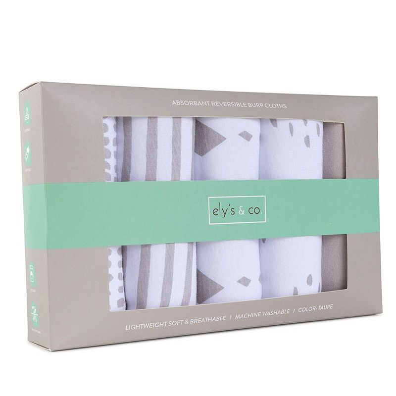 Ely's & Co. Baby Burp Cloths Reversible Jersey Cotton 5 Piece Set, 3 of 6