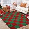 GustoWave Grid Pattern Washable Christmas Area Rug Indoor Floor Cover for Xmas Holiday Decoration, Red+Green - 3 of 4