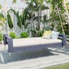 VisioGear Twin Size Porch Swing Bed Seating Group, Patio Wood Swing Frame with Hemp Ropes for Garden, Backyard, Gray, 85.8"*41.3"*17.7" - 2 of 4