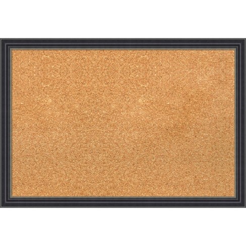 26x18 Stylish Wood Frame Natural Cork Board Black - Amanti Art : Target