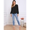 INSPIRE CHIC Women's Long Lantern Sleeve V Neck Button Front Dressy Top - 4 of 4