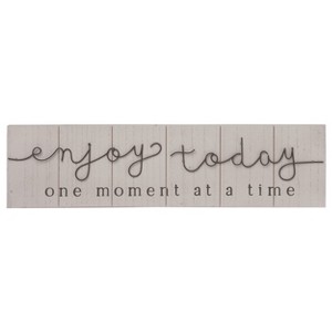 Transpac Wood 23.82" White Spring Enjoy Today Wire Wood Sign - 1 of 2