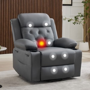 PU Leather Power Recliner Chairs for Adults, Recliner with Power Headrest & Charging Ports, Electric Recliner Sofa Chair for Living Room, Dark Brown - 1 of 4