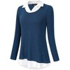 Women's Contrast Collared Shirts Patchwork Work Blouse Tunics Tops - 2 of 4