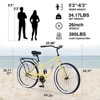 INFURNIC Bicycles Single Speed Beach Cruiser Bike with Steel Frame and Coaster Brake for Women Commuter Riding, Yellow, 69.29"*25.98"*39.37" - 3 of 4