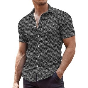 COOFANDY Men's Muscle Fit Dress Shirts Wrinkle-Free Short Sleeve - 1 of 4