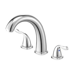 VEVOR Roman Tub Faucet, 3 Hole Waterfall Bathtub Faucet, Gooseneck Bath Tubs Faucets Set with 2 Handles, Deck Mount Bath Tub Faucets Set, Silver - 1 of 4