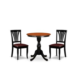 3-Piece Black and Cherry Finish Solid Wood Top - Dining Room Set - Seats 4 - 1 of 4