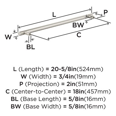 18-Inch Brushed Nickel Stainless Steel Bar Pull
