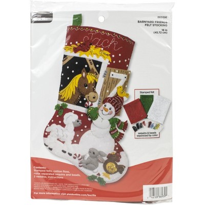 Bucilla Felt Stocking Applique Kit 18" Long-Barnyard Friends