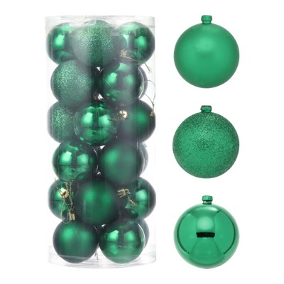 Unique Bargains Plastic Party Wedding Christmas Barrel Packed Hanging Ornament Balls 2.4" 24 Pcs