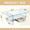 Lyngins 43.3" Modern Coffee Table with Storage Drawer, Double-Layer Tea Table with Tempered Glass Top, Center Table & Living Room Table - 4 of 4