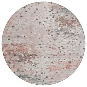 Salmon And Gray Abstract Washable Indoor Outdoor Area Rug - 1 of 4