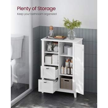 Hastings Home Freestanding Bathroom Storage Cabinet With Slat Door And  Gallery Style Top - White/black : Target
