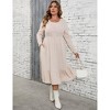 Women's Plus Size Ribbed Crew Neck Dress with Pockets: Casual Comfort for Daily Wear Dress - 4 of 4
