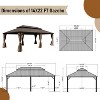 DOMETOUR 14x22FT Hardtop Gazebo, Galvanized Steel Roof, Aluminum Frame, Gutter System, Curtains & Netting, for Patio/Garden, Brown - 3 of 4