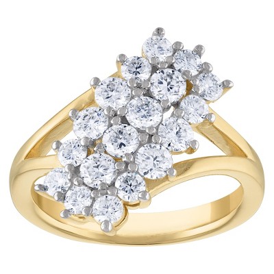 White Lotus 14K Gold Over Sterling Silver 2 1/3 cttw Lab Created Moissanite Cluster Ring