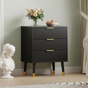 coucheta Modern 3-Drawer Dresser for Bedroom, 57" Wide Fluted Wood Chest of Drawers, Clothes Storage Organizer for Closet, Living Room - 1 of 4