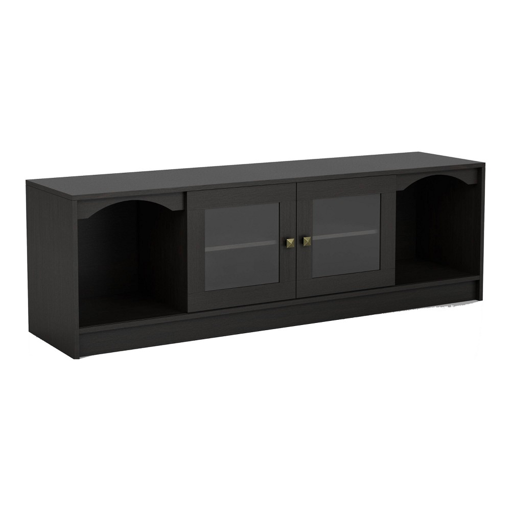 24/7 Shop At Home Jenny Modern TV Stand for TVs up to 70" Espresso: Media Console with Storage, MDF & Metal