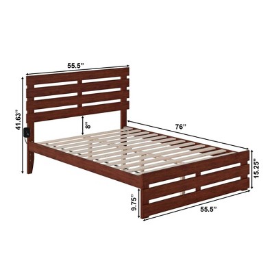 Walnut Full Wood Bed Frame with Headboard and Slats