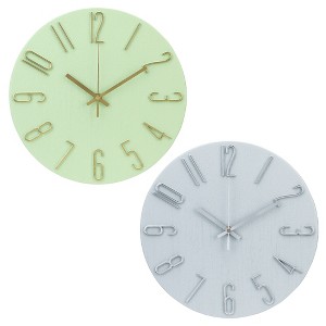 REGALWOVEN 2 Pcs Plastic Classic Battery Powered Silent Non-Ticking Wall Clock 12 x 12 Inches - 1 of 4