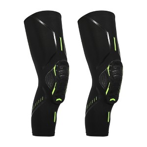 Unique Bargains 2pcs Compression Knee Braces EVA Padded Leg Sleeves Protector Nylon Black Size L - 1 of 3