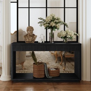 60" Farmhouse Console Table with Storage Drawers, Entryway Table with Open Shelf, Modern Sofa Table for Hallway, Living Room–The Pop Home - 1 of 4