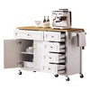 VYNXARIA 52inch Kitchen Island,Embossed Texture Kitchen Island on Wheels,2 Doors and 5 Drawers,Kitchen Storage Cart with Adjustable Shelf,White - 3 of 4