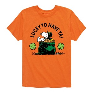 Boys' - Peanuts - Lucky To Have Ya Short Sleeve Graphic T-Shirt - 1 of 4