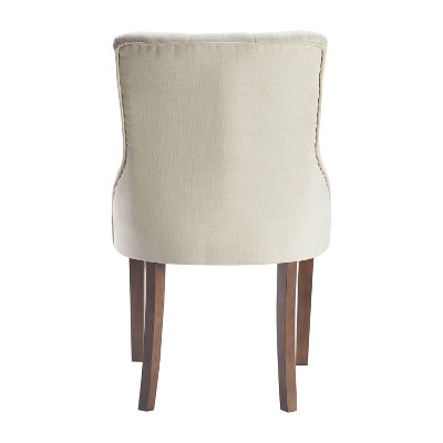 Elmhurst Cream Tufted Upholstered Dining Chairs with Wooden Legs, Set of 2