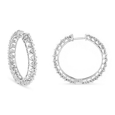 Haus of Brilliance Silver 1/2 Cttw Diamond Wire Cage Style Hoop Earring