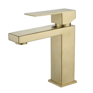 ChicFurnit Bathroom Sink Faucets Modern Waterfall Single Handle Faucet Single Hole Sink Faucet for Bathroom Vanity, Gold, 13.82"*7.72"*2.91" - 1 of 4