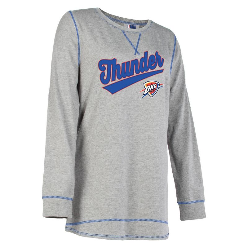 NBA Oklahoma City Thunder Women&#39;s Gray Long Sleeve Team Slugger Crew Neck T-Shirt, 3 of 5