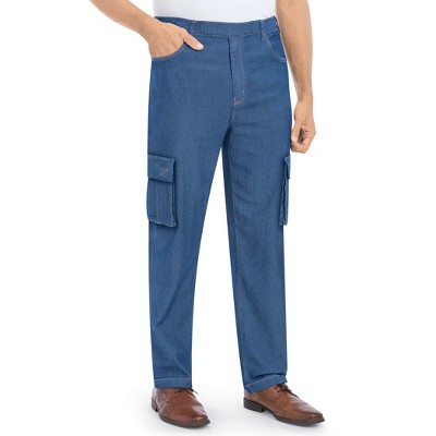Collections Etc Mens Double Cargo Pocket Pull-on Jeans