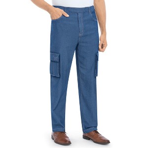 Collections Etc Mens Double Cargo Pocket Pull-on Jeans - 1 of 4