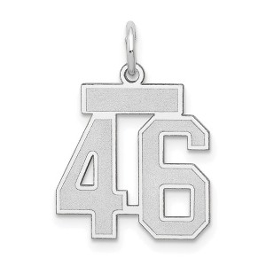 Black Bow Jewelry 14k White Gold, Jersey Collection, Small Number 46 Pendant - 1 of 4