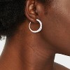 Brass Cross over Crystal Polished Hoop Earrings - A New Day™ Silver - 2 of 3