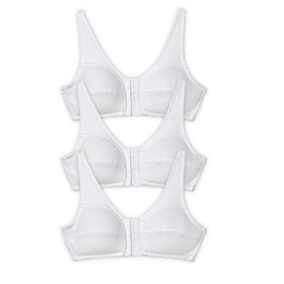 Comfort Choice Women's Plus Size 3-Pack Front-Close Cotton Wireless Bra Core Colors