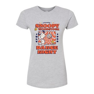 Women's - Peanuts - Snoopy And Woodstock Dance Night Fitted Graphic T-Shirt - 1 of 4