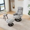 TinyHomie Ergonomic Recliner Chair with Ottoman Modern 360 Swivel Lounge Chair with Footstool Chenille Fabric - 2 of 4