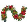 Pre-lit 6 FT Artificial Garland with 20 Led Lights with Pine Cones, Red Berries & Bows, Xmas Decoration - 2 of 4