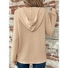 Womens Waffle Hooded Tops Loose Fit Sweater Knit Hoodie Front Half Open Placket Button Tops Lightweigt Textured Tops Waffle Sweat Tops - 2 of 3