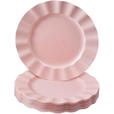 Silver Spoons Elegant Disposable Plastic Plates For Party, Heavy Duty Pink Disposable  Plate Set, Dinner Plates - 10.75, (10 Pc) - Veil : Target
